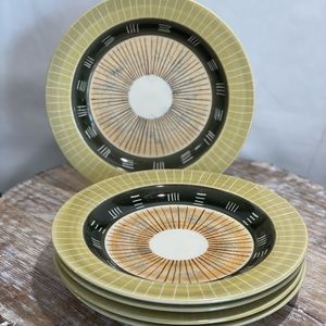Solaria vintage salad plate set green & yellow MCM